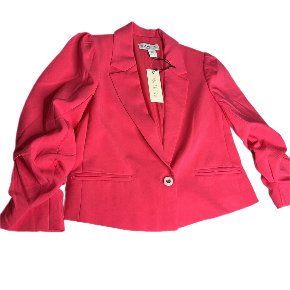 Rachel Zoe NWT Pink Cardigan Blazer with Ruched Sleeves for Spring & Summer